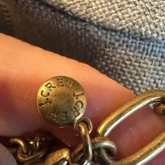 Authentic J. Crew Necklace 5 Medallions Antique Brushed Gold Tone White Crystals - Picture 6 of 10